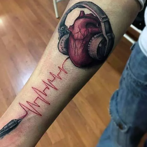 Big heart with heartbeat tattoo