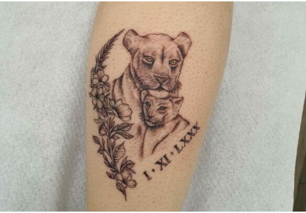 queen lioness and cub tattoo 