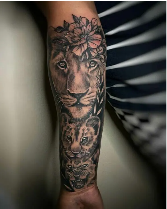 queen lioness and cub tattoo 