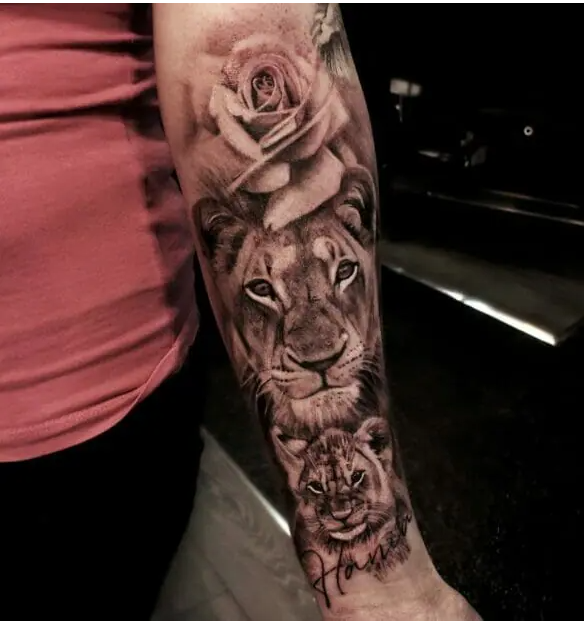 queen lioness and cub tattoo 