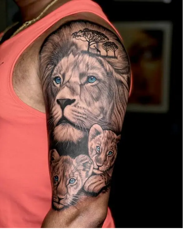 queen lioness and cub tattoo 