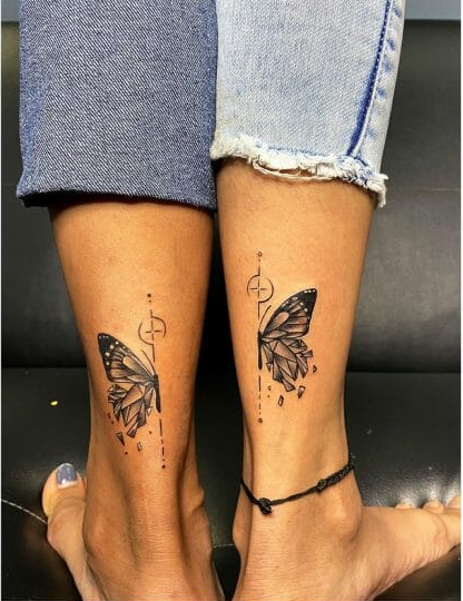 Matching Couple Butterfly Tattoo